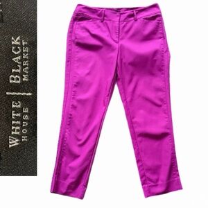 Fuchsia Perfection White House Black Market Slim Ankle Pants Size 8R Valentines